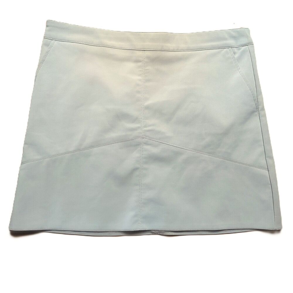 Wednesday Faux Leather Mini Skirt Womens Large Taupe Beige Zip Back